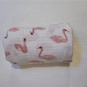 Aden + Anais Pink Watercolor Swans Muslin Swaddle Blanket